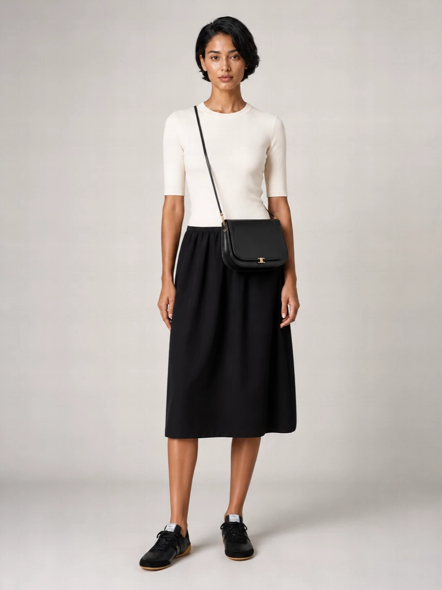 Celine Lambskin Leather Saddle Crossbody Bag