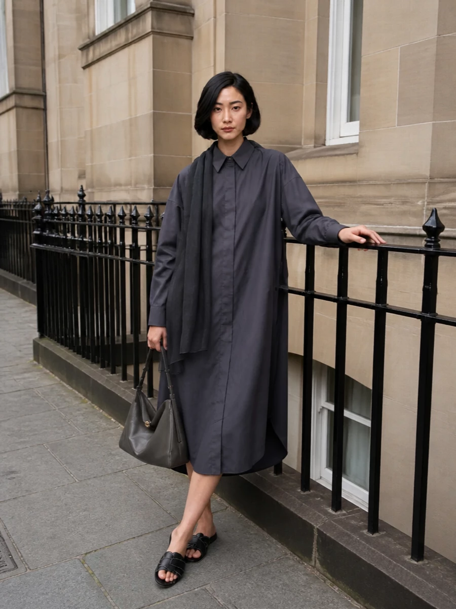 Frankie shop shirt dress tods sandals outfit