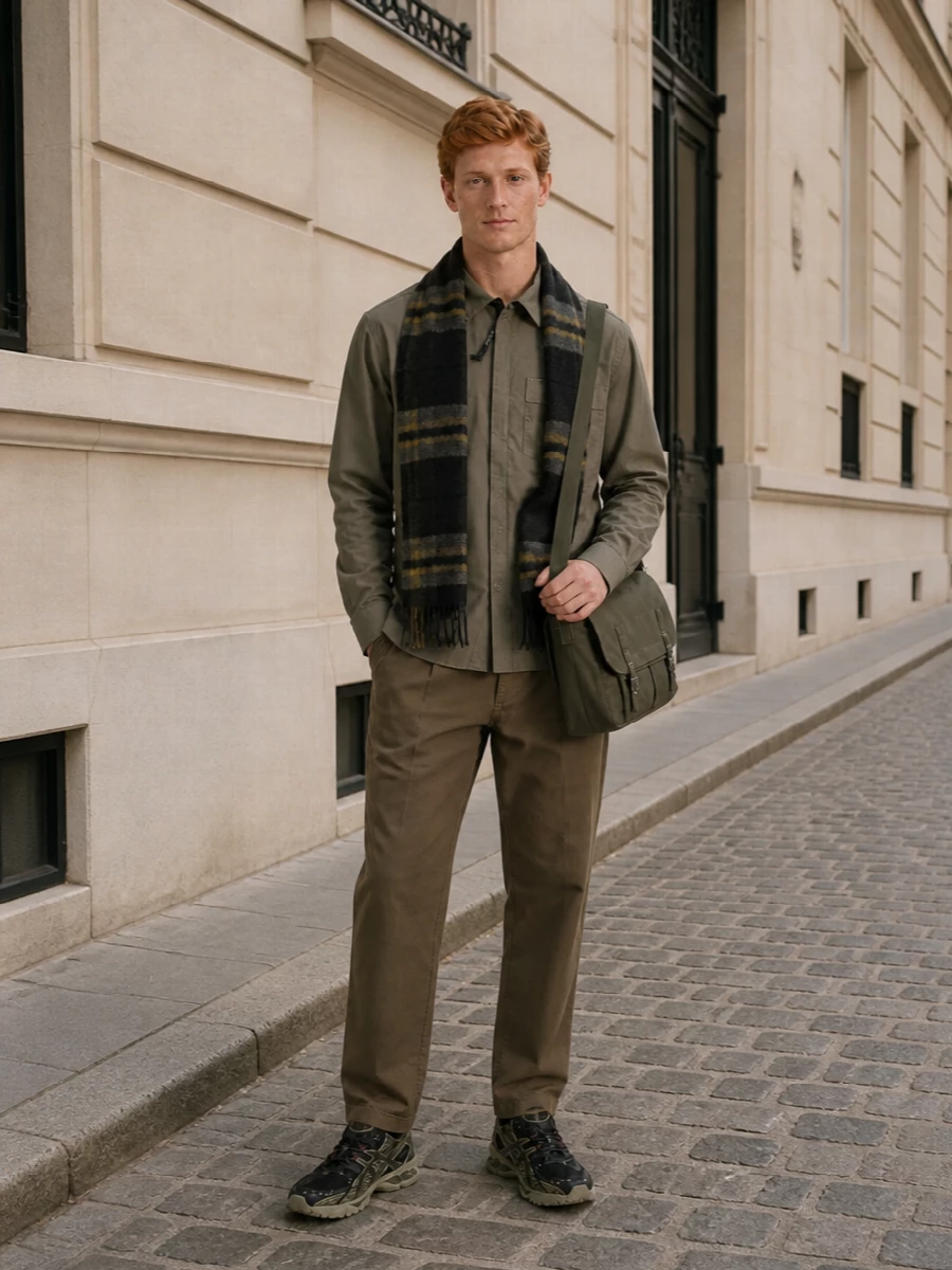 Cp company utility shirt olive chinos outfit