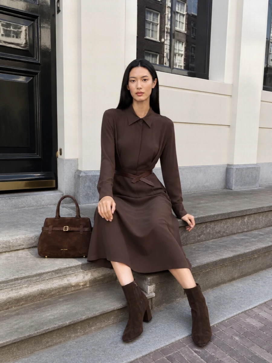 Semicouture brown shirt dress suede boots