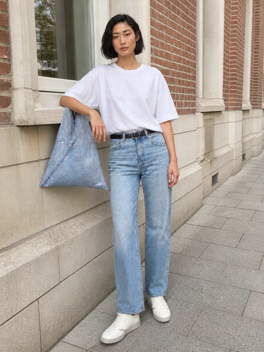 Haikure jeans white tee autry sneakers outfit