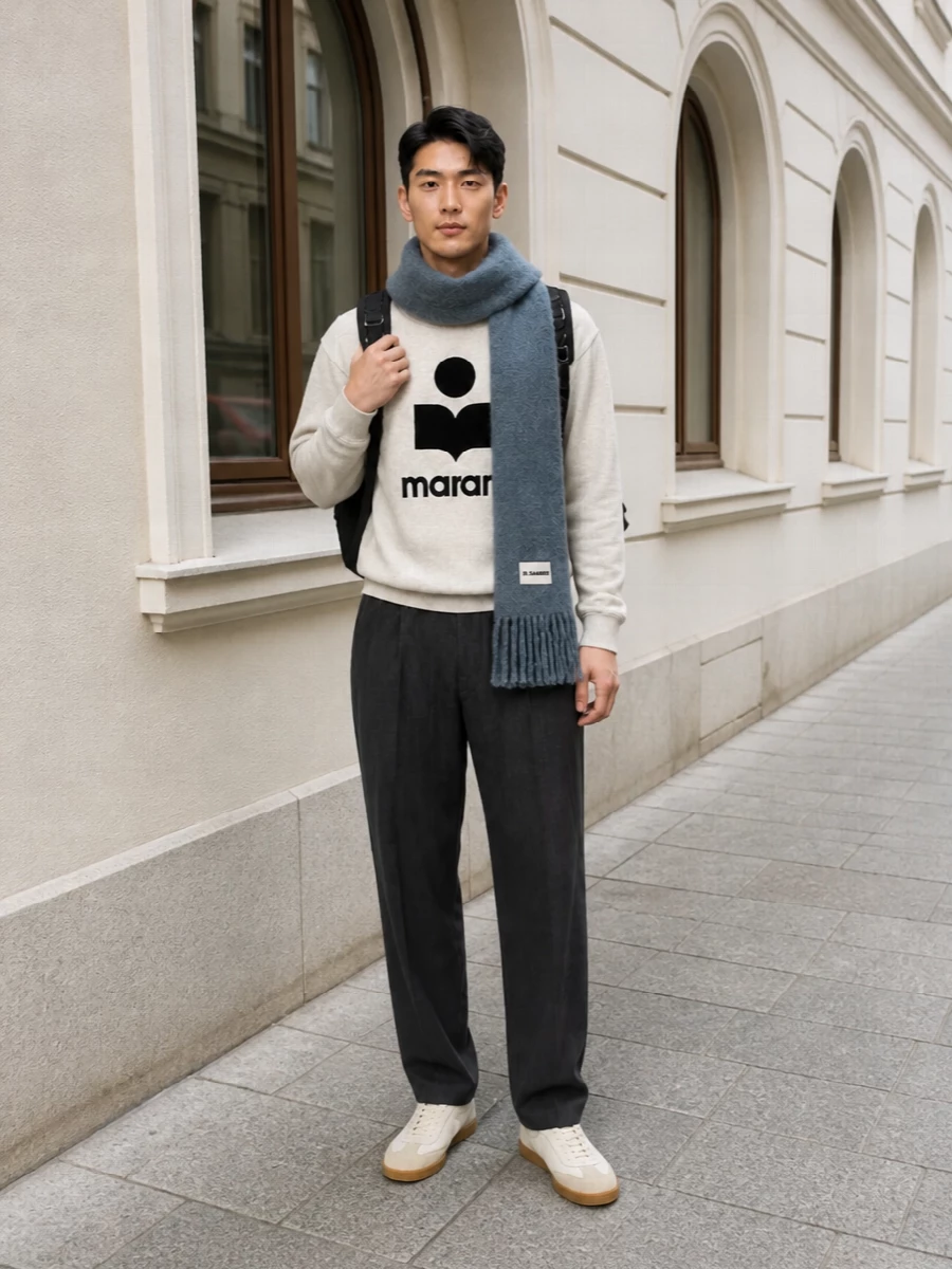 Isabel marant sweatshirt charcoal trousers sneakers