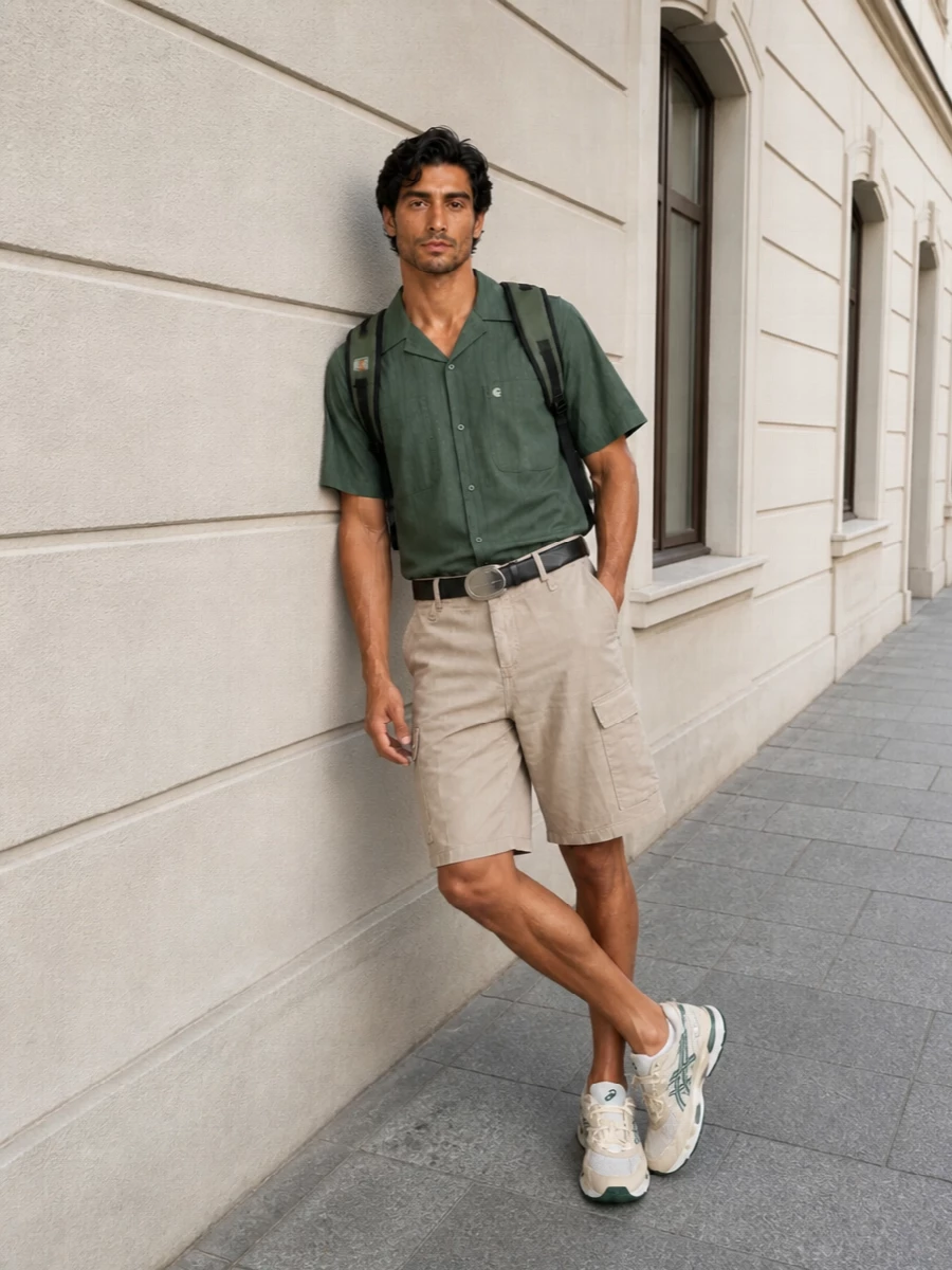 Carhartt cargo short green shirt asics sneakers