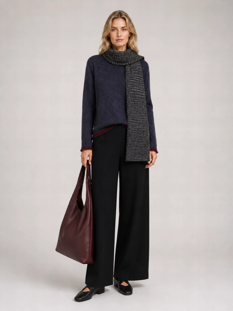 Uma Wang Cashmere Distressed Crew Neck Long-Sleeve Sweater