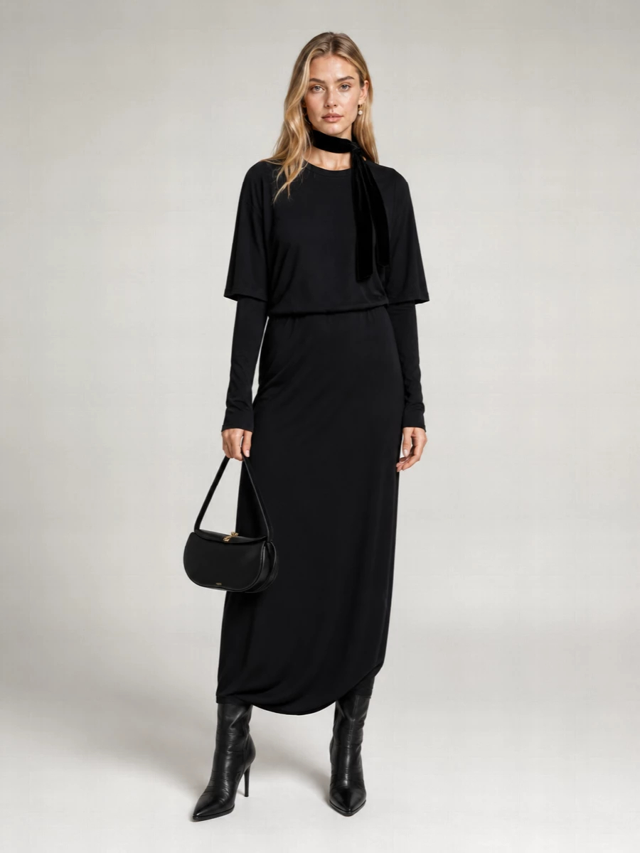 Darkpark Wool Draped Cutout Maxi Dress