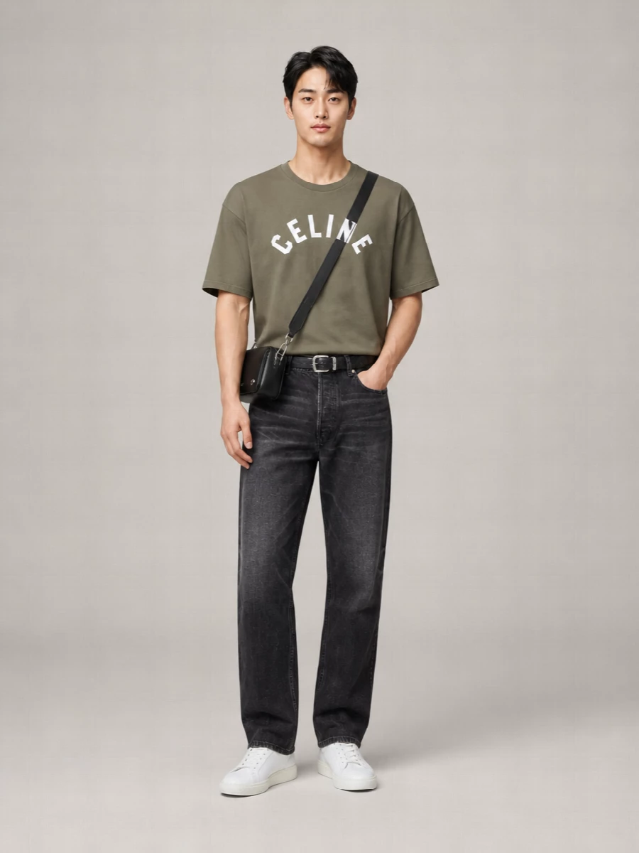 Celine Relaxed Cotton Logo-Print T-Shirt