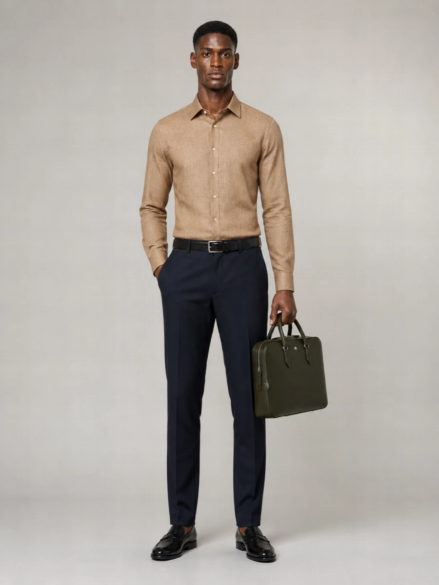 Boss Linen Slim-Fit Long-Sleeve Shirt