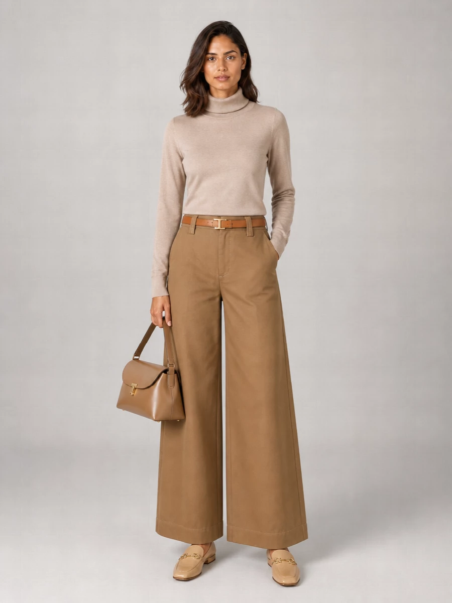 7 For All Mankind Cotton Mid-Rise Wide-Leg Trousers