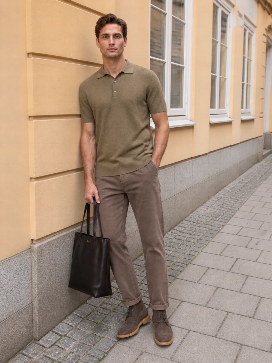 Brunello cucinelli taupe trousers barena polo