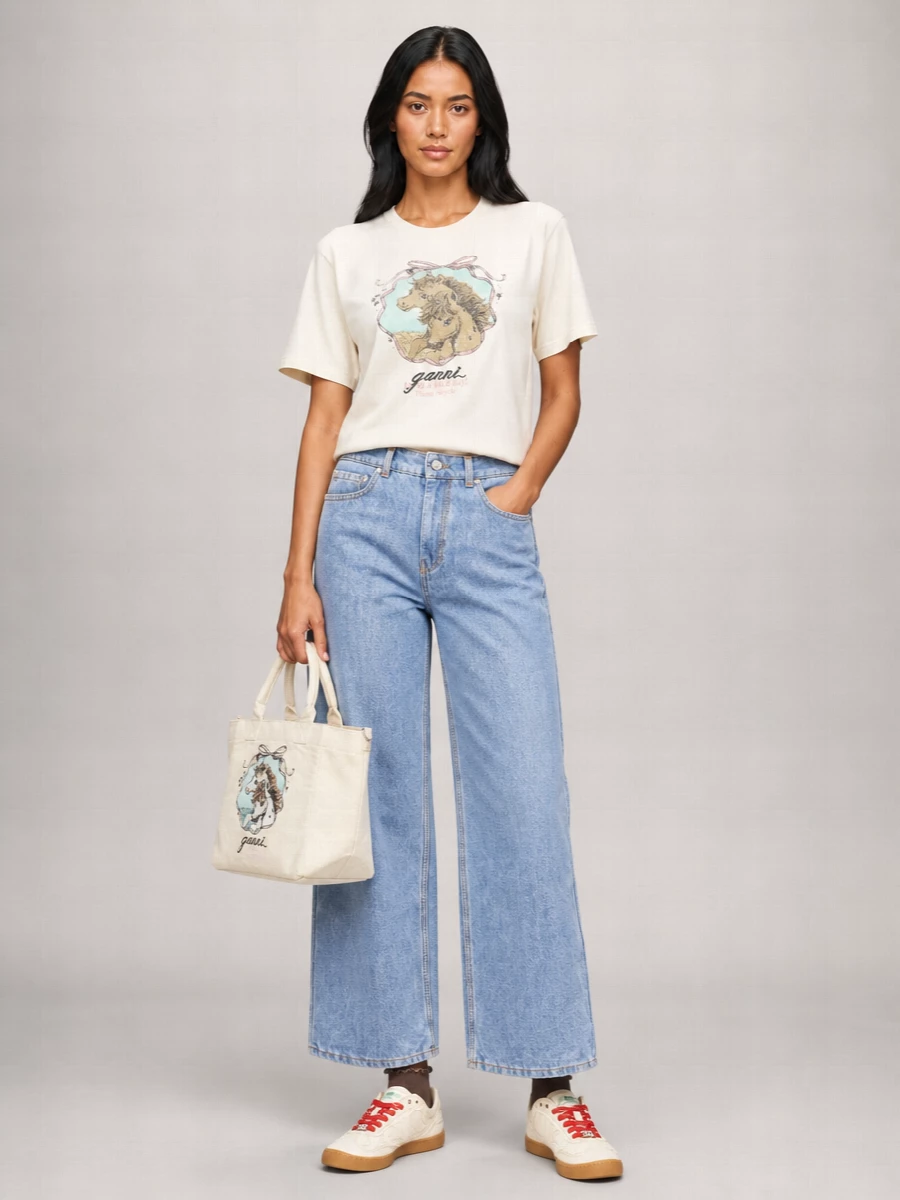 Ganni Organic Cotton Oversized Crew-Neck T-Shirt
