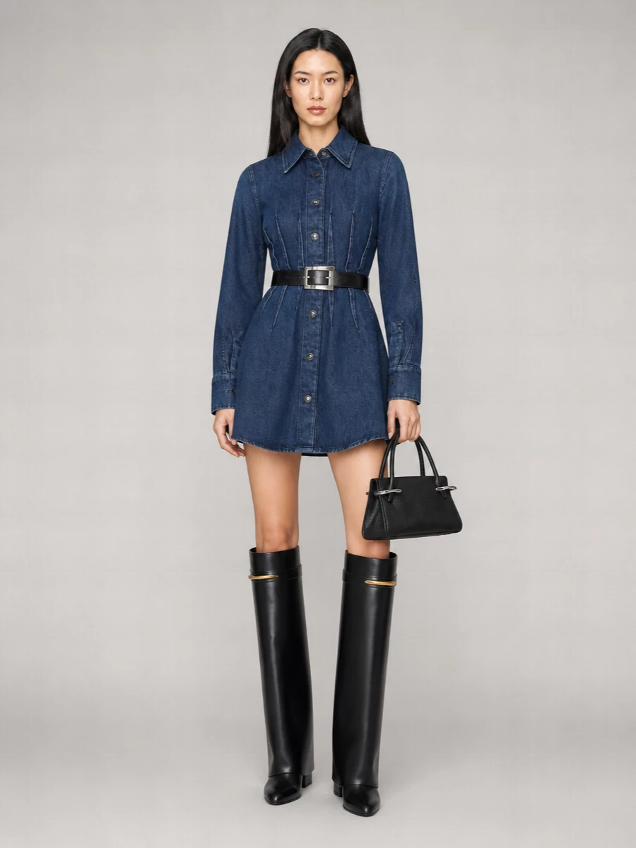 Givenchy Denim Pleated Mini Dress