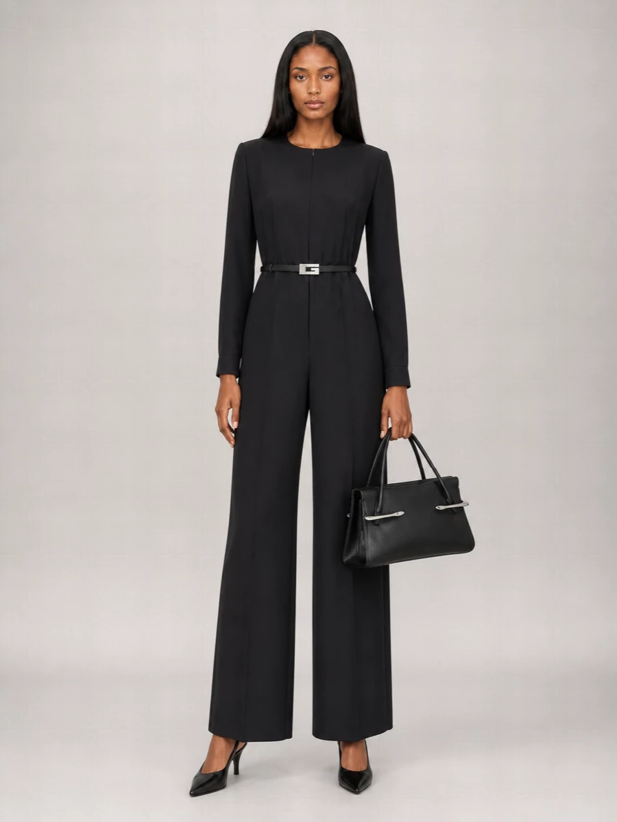 Gucci Silk Belted Long Jumpsuit