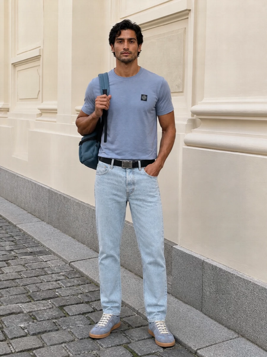 Stone island jeans margiela grey sneakers outfit