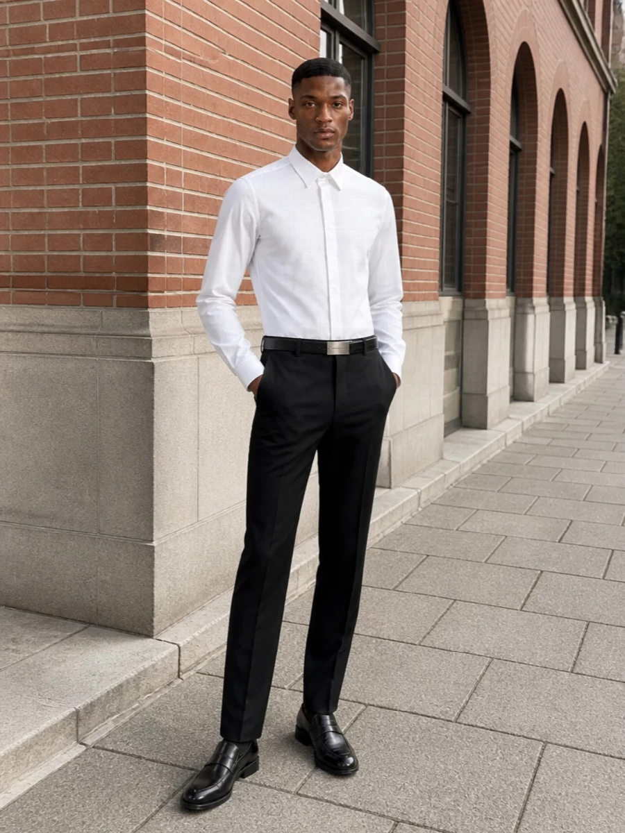 Givenchy white shirt black tailored trousers outfit