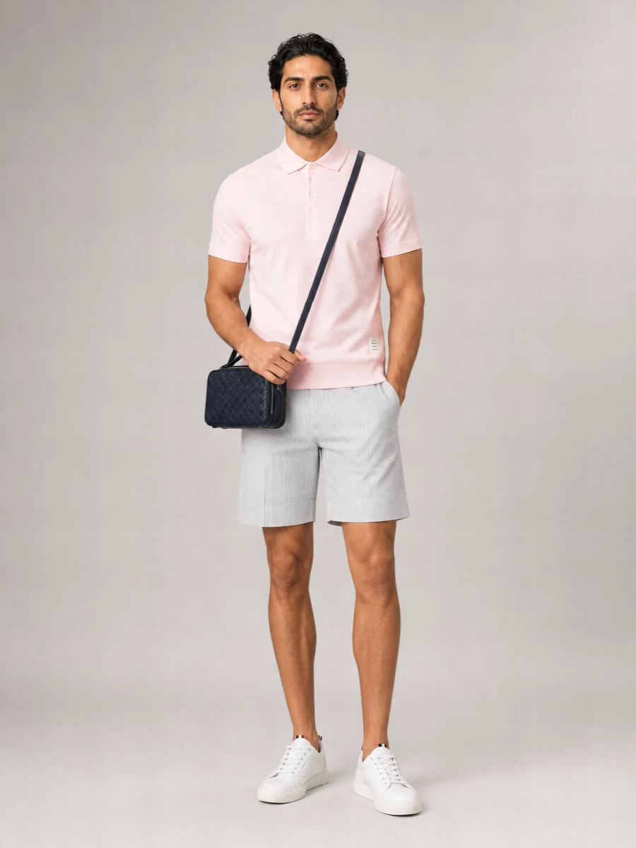 Thom Browne Ribbed Cotton Short-Sleeve Polo Shirt