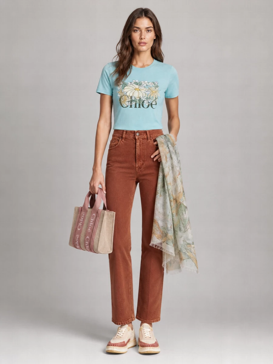 Chloé Woody Mini Linen Tote Bag