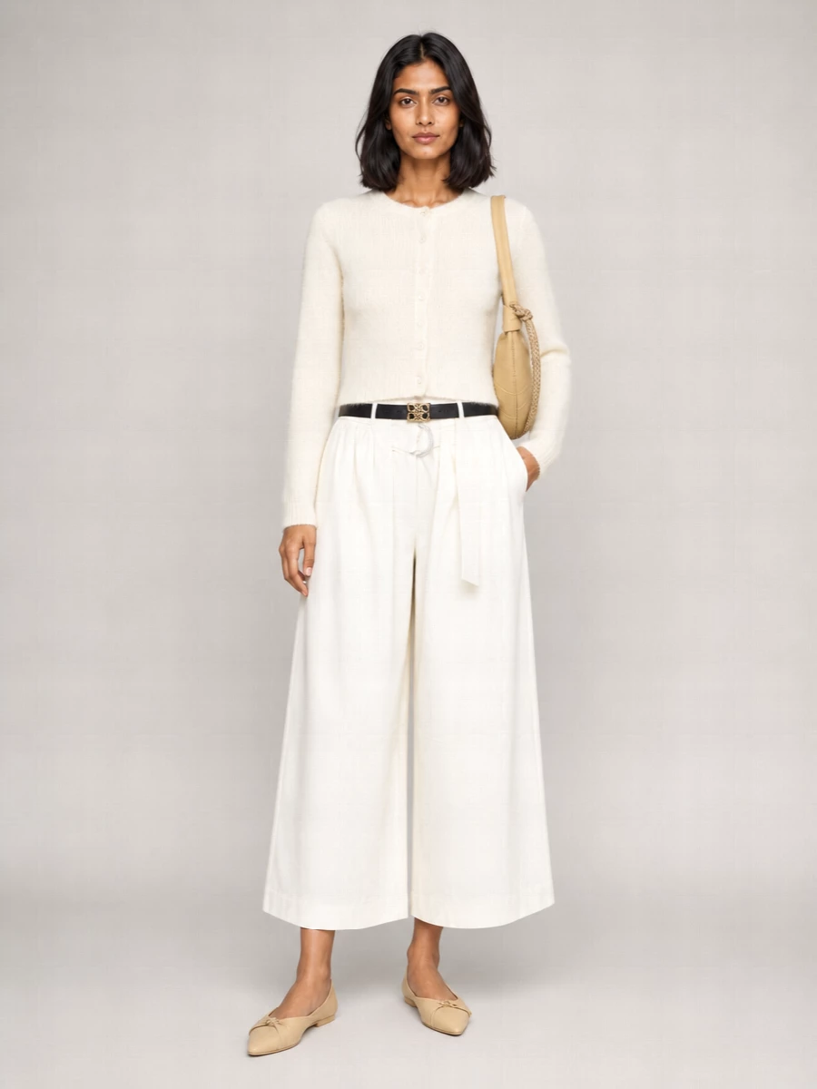 Loewe Cropped Wide-Leg Belted Knee-Length Shorts