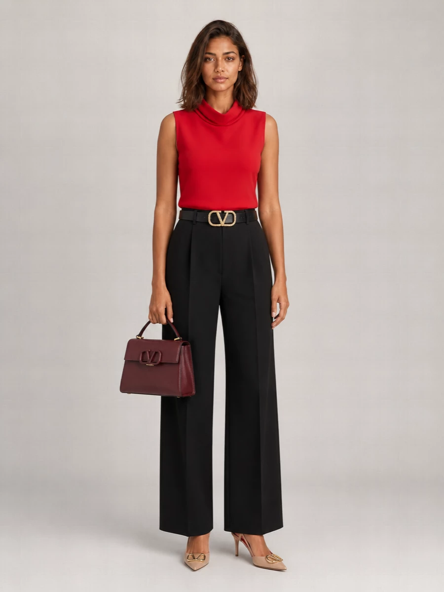 Valentino Garavani Silk Draped High-Neck Sleeveless Dress