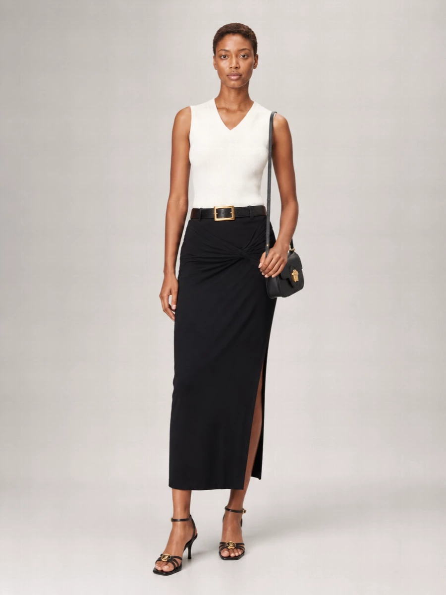 Versace Ribbed V-Neck Cutout Cotton Tank Top