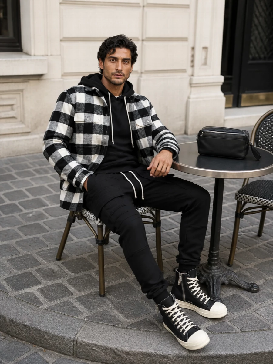 Rick owens drkshdw buffalo shirt jacket outfit
