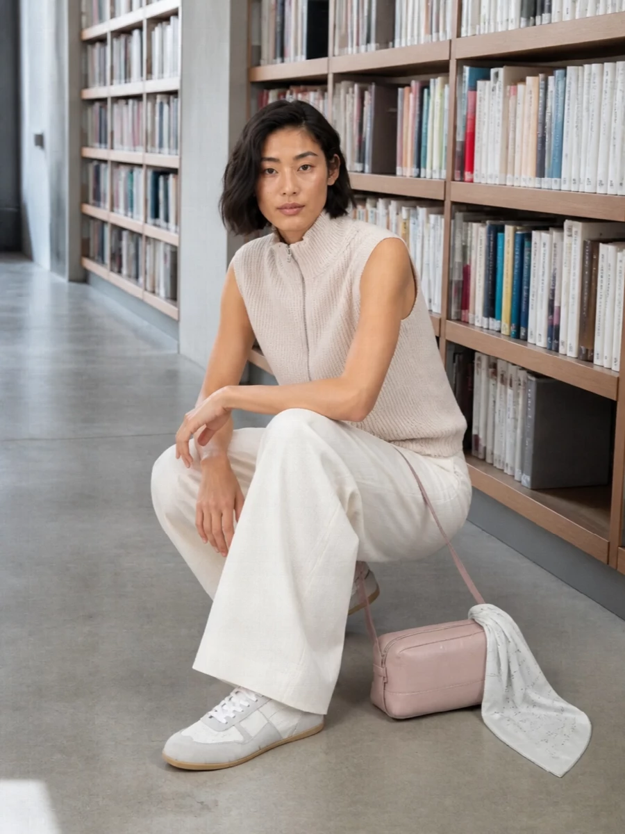 Mm6 margiela vest ivory wide leg trousers outfit