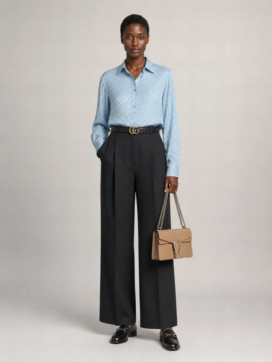 Gucci Silk Oversized Logo-Jacquard Shirt
