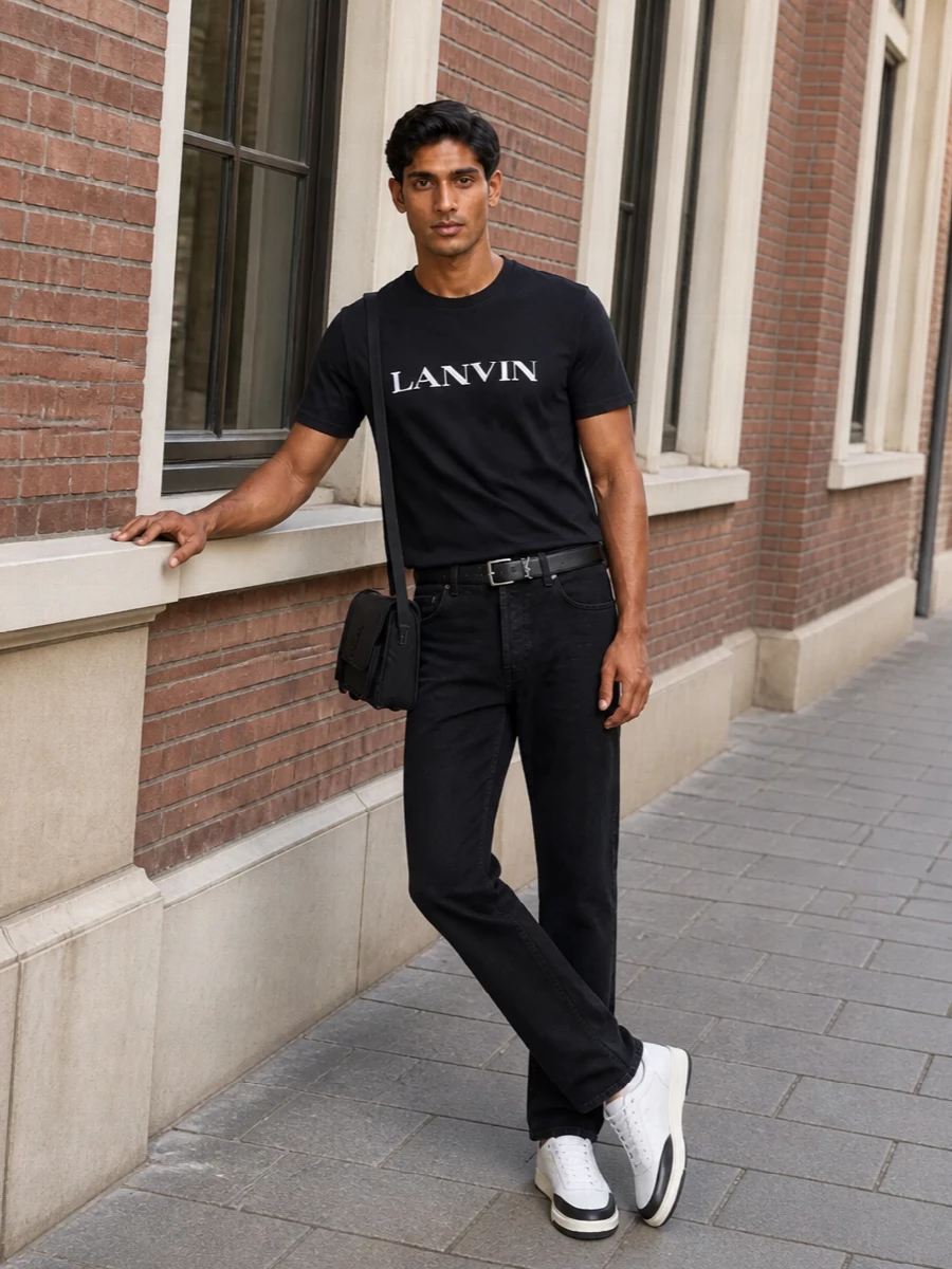Lanvin logo tshirt saint laurent trousers