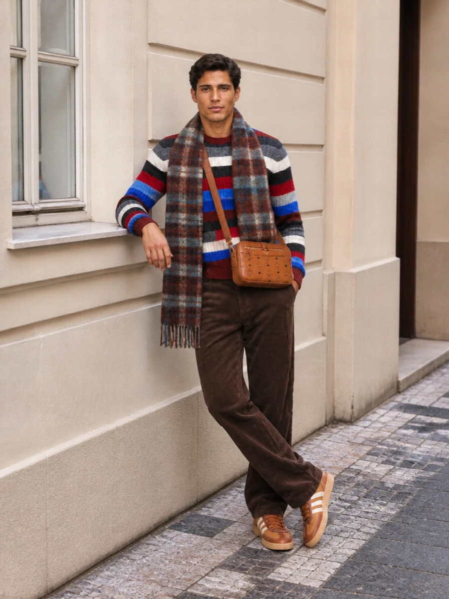 Drumohr striped sweater brown corduroy adidas