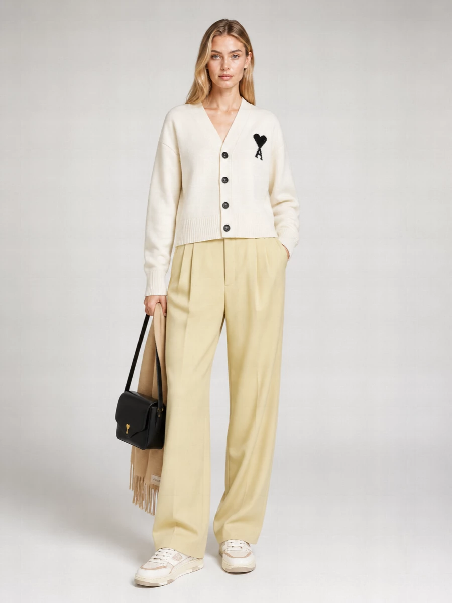 Ami Paris Wool V-Neck Cardigan