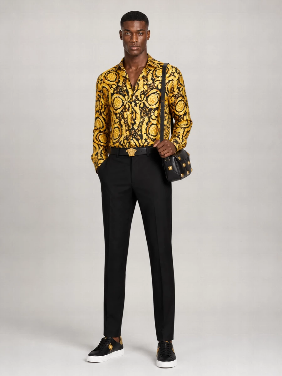 Versace Silk Pajama Shirt With Printed Design