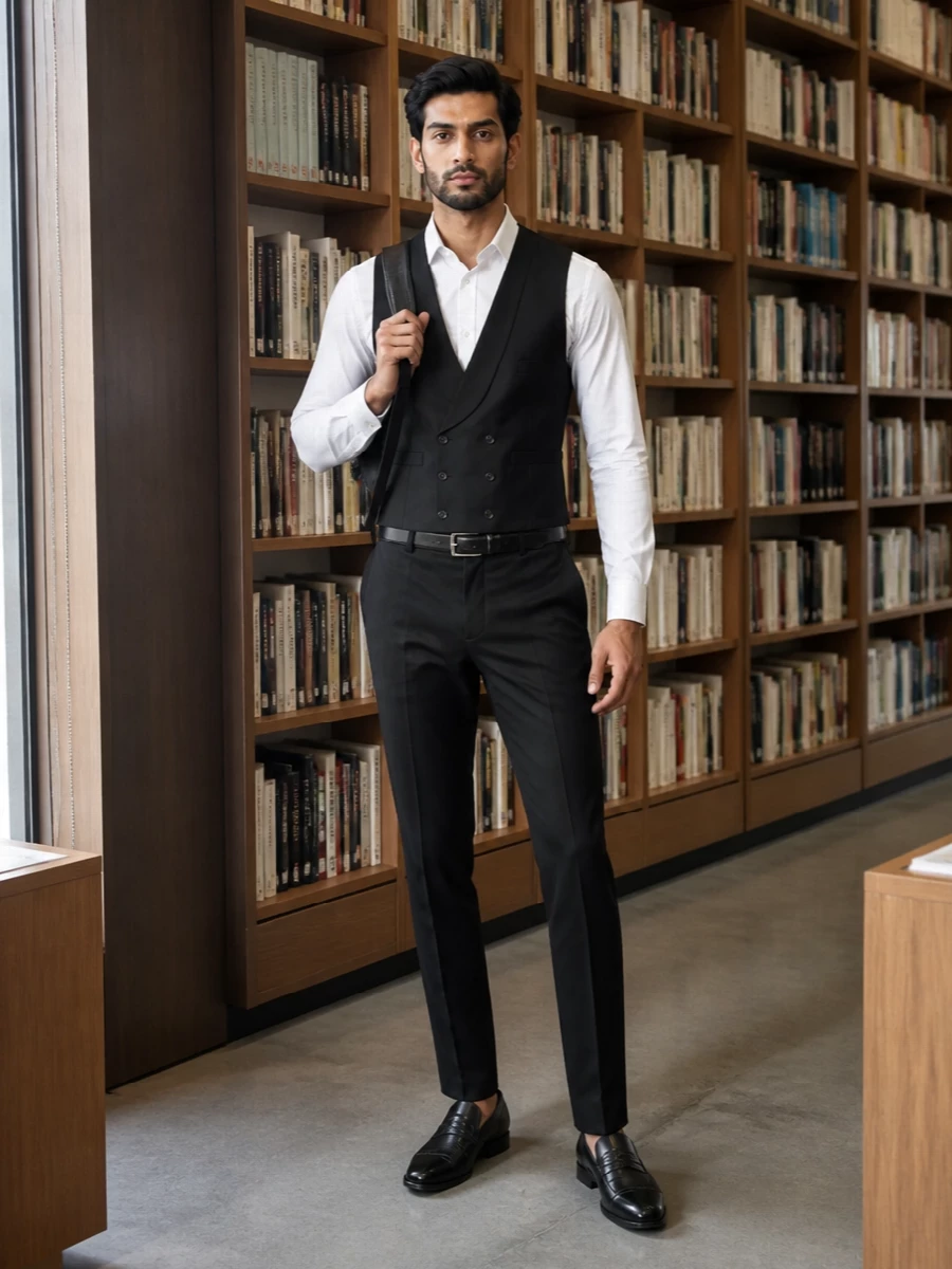 Dolce gabbana black waistcoat trouser evening outfit