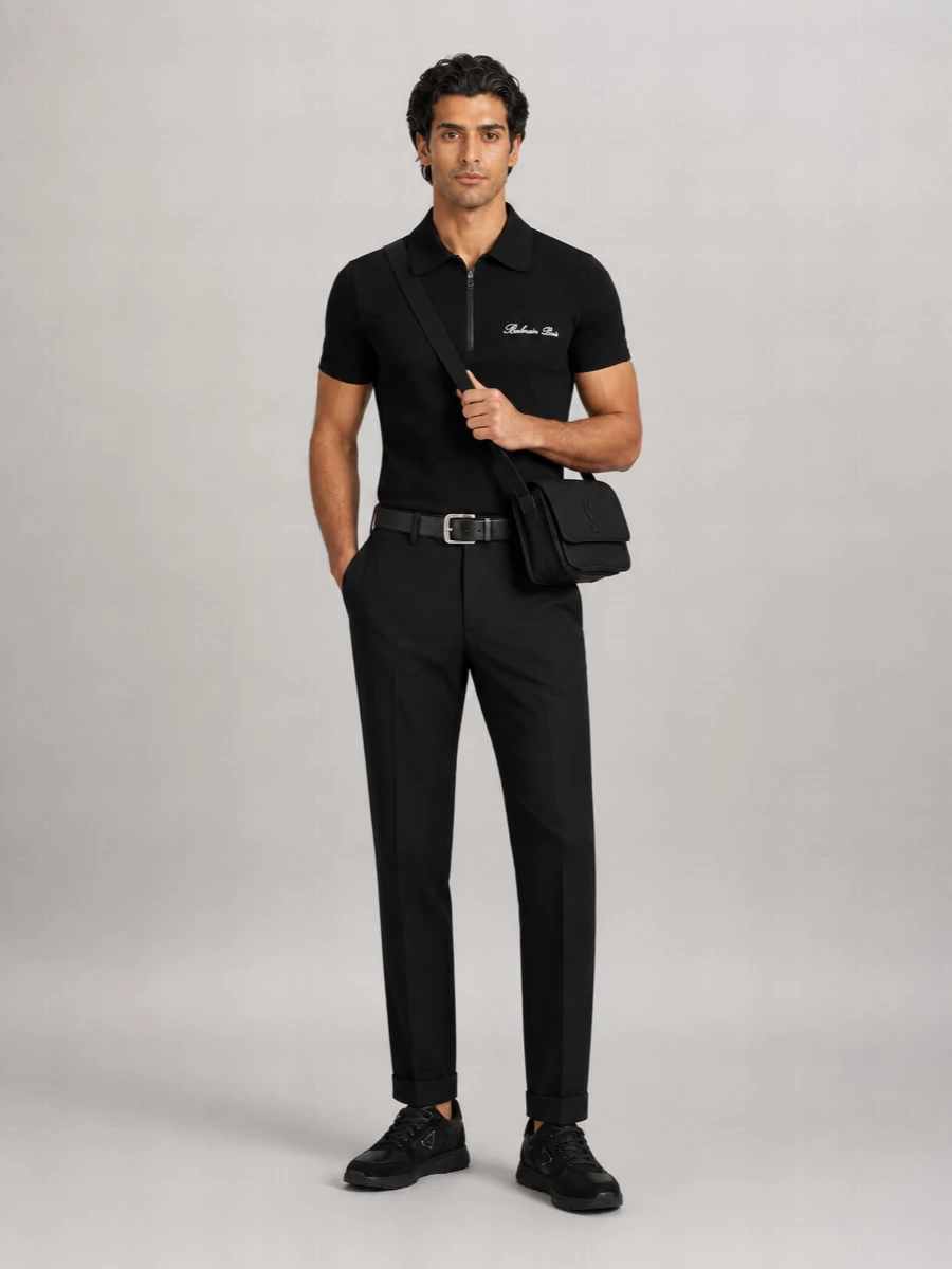 Balmain Cotton Zip Polo Shirt
