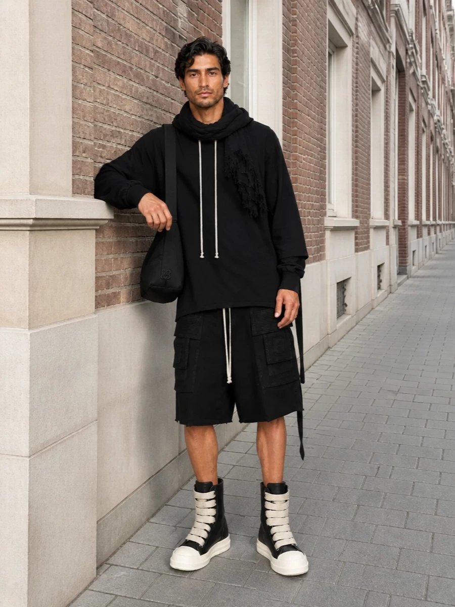 Rick owens drkshdw hoodie cargo shorts high tops