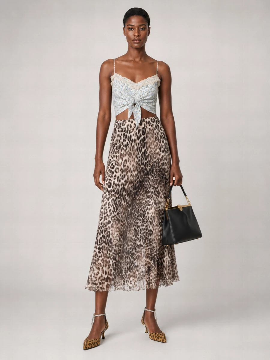 Ermanno Scervino Silk Pleated Midi Skirt