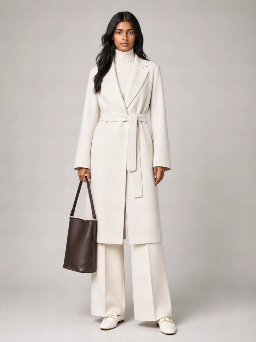 S Max Mara Wool Belted Single Breasted Coat