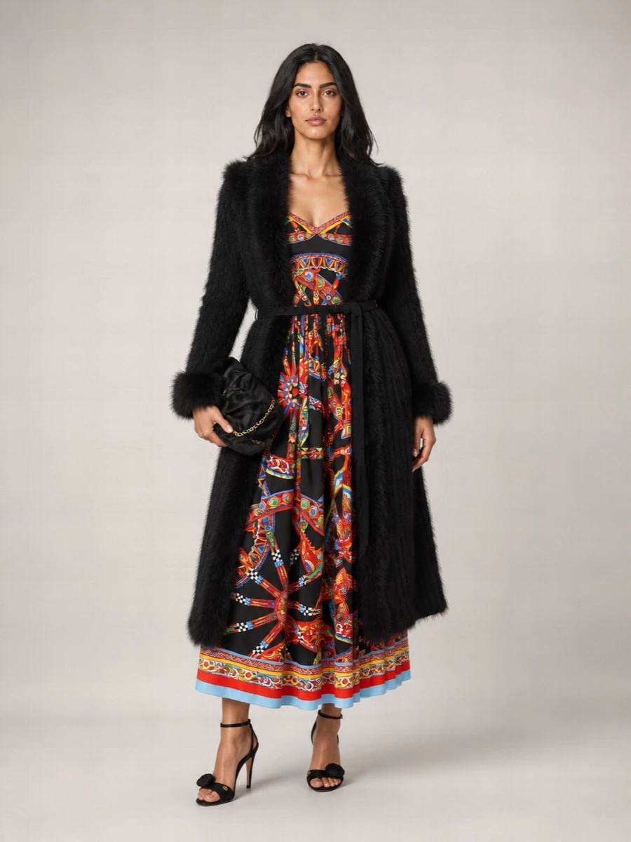 Dolce&Gabbana Cotton Carretto-Print Sweetheart-Neckline Midi Dress
