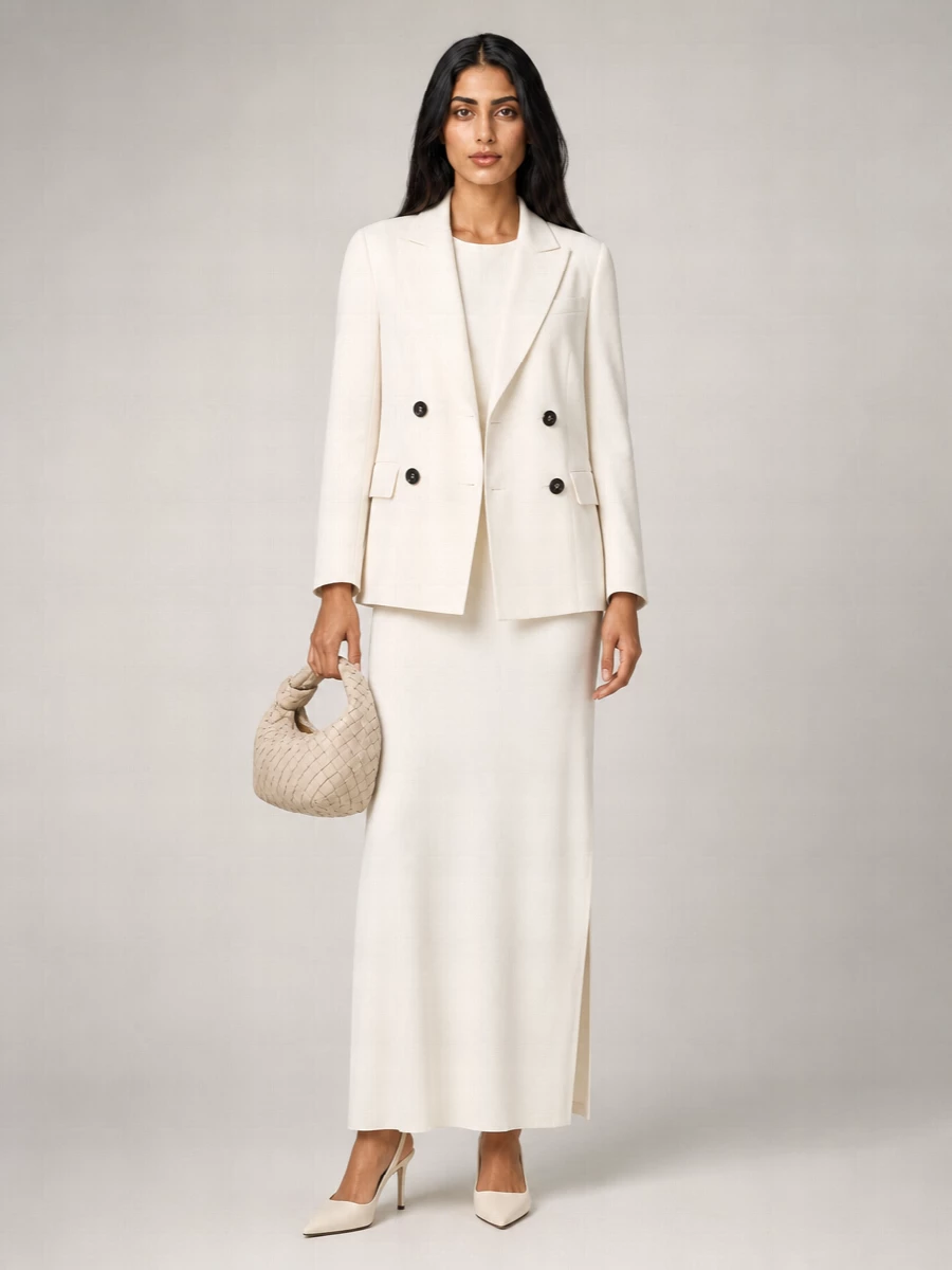 Brunello Cucinelli Ivory Fluid Twill Jacket In Viscose And Linen