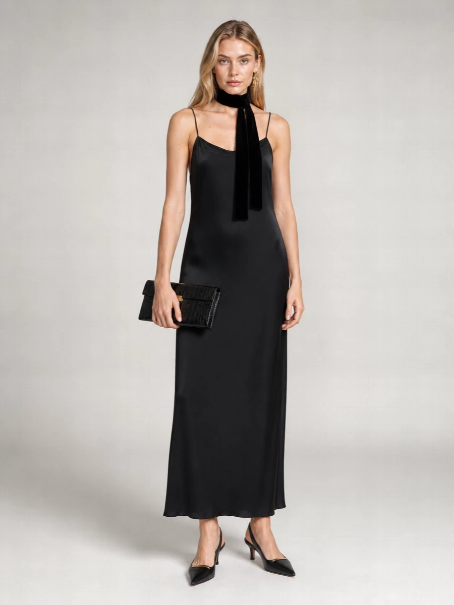 Totême silk satin long slip dress