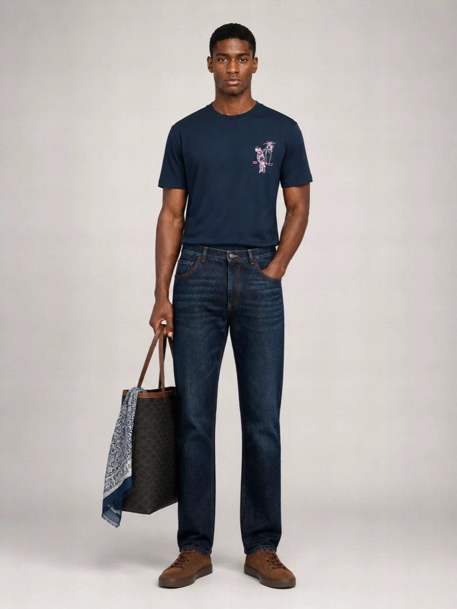 Etro cotton parrot embroidered short sleeve t-shirt