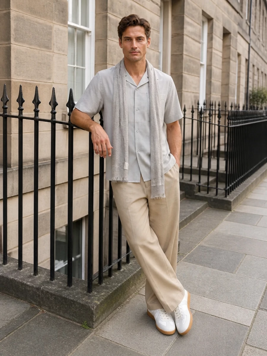 Maison margiela camp shirt wide leg trousers