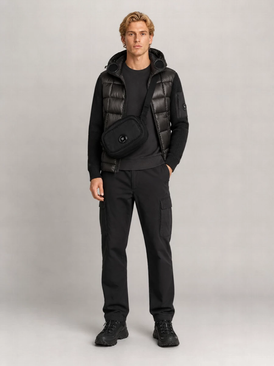 C.P. Company wool quilted goggle hood puffer jacket