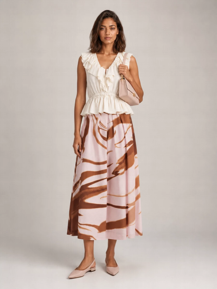 Dries Van Noten Cotton Pleated Skirt