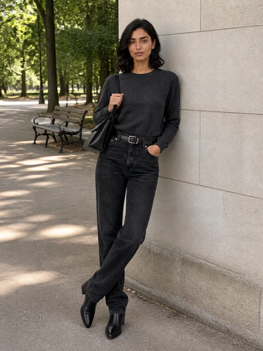 Haikure black jeans aeyde boots apc bag