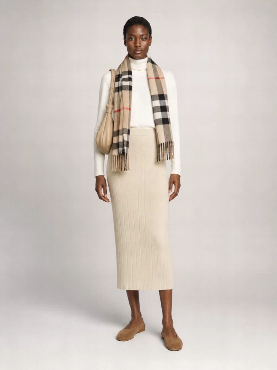 Max Mara Ribbed Cashmere Midi Skirt