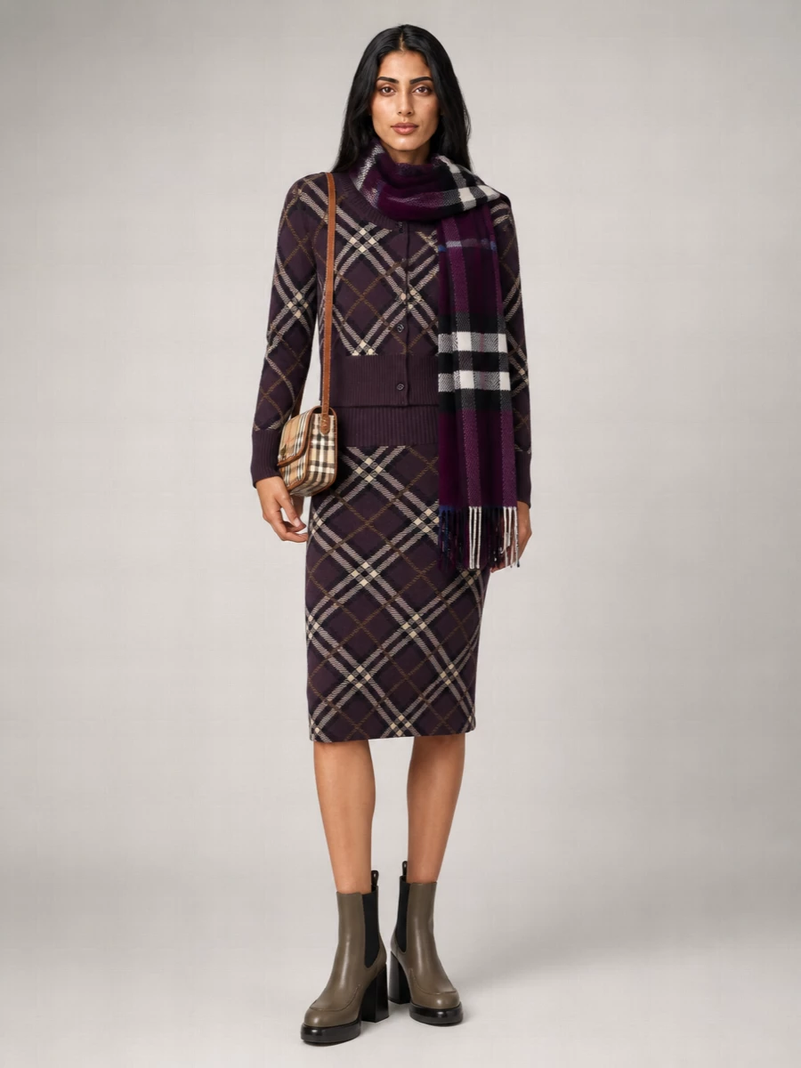 Burberry Cashmere Check Mini Skirt