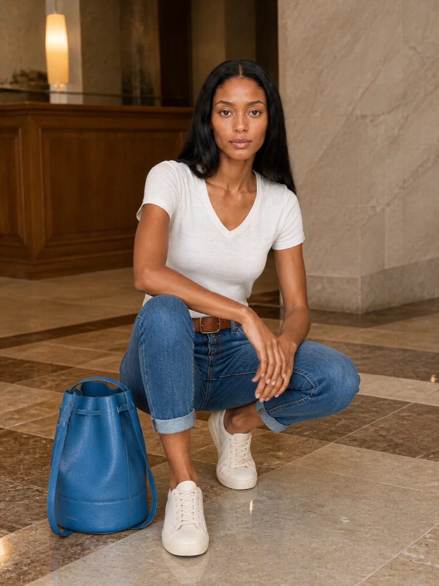 Dondup cropped jeans ivory tee dries van noten sneakers
