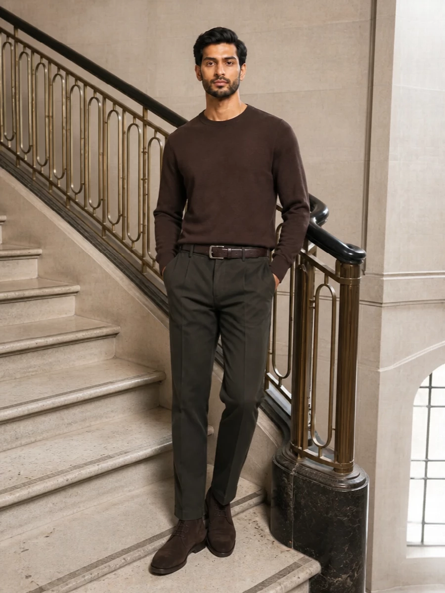 Pt torino olive chinos brown knit tods boots