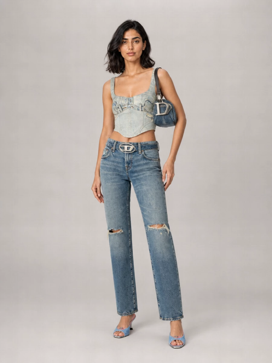 7 For All Mankind Denim Low-Rise Straight-Leg Jeans