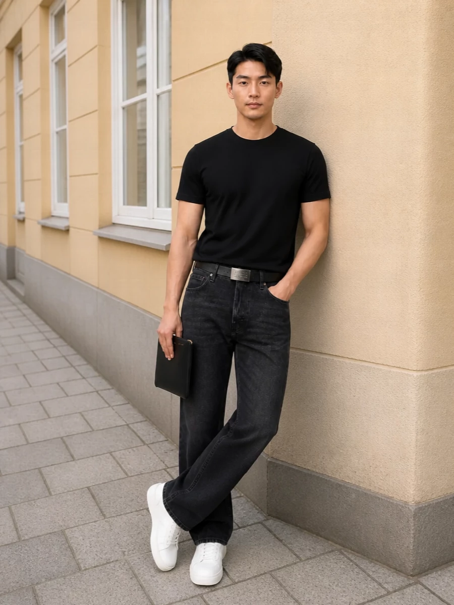 Comme des garcons black tee washed black jeans