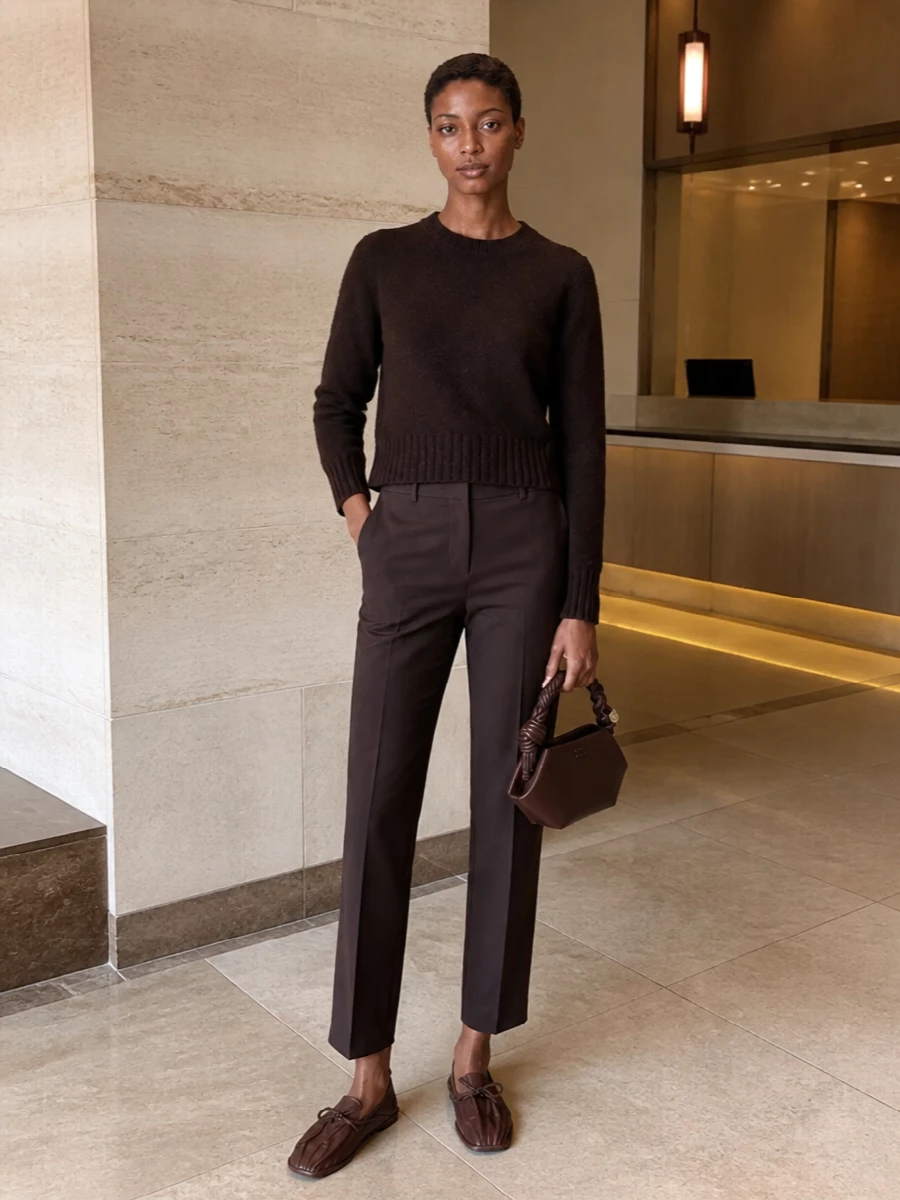 Max mara chocolate trousers brown knit flats